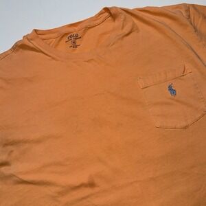 Polo Ralph Lauren T Shirt Men's Medium Orange Pony Logo Pocket Tee Short Sleeve